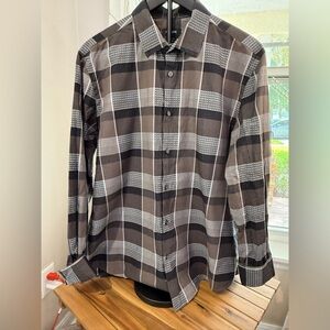 Alfani Shirt Mens Large Plaid Long Sleeve Button Up Casual